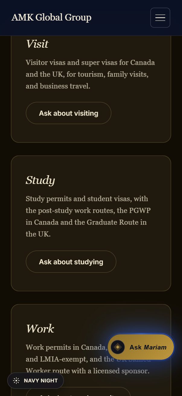 AMK Global Group mobile view 2