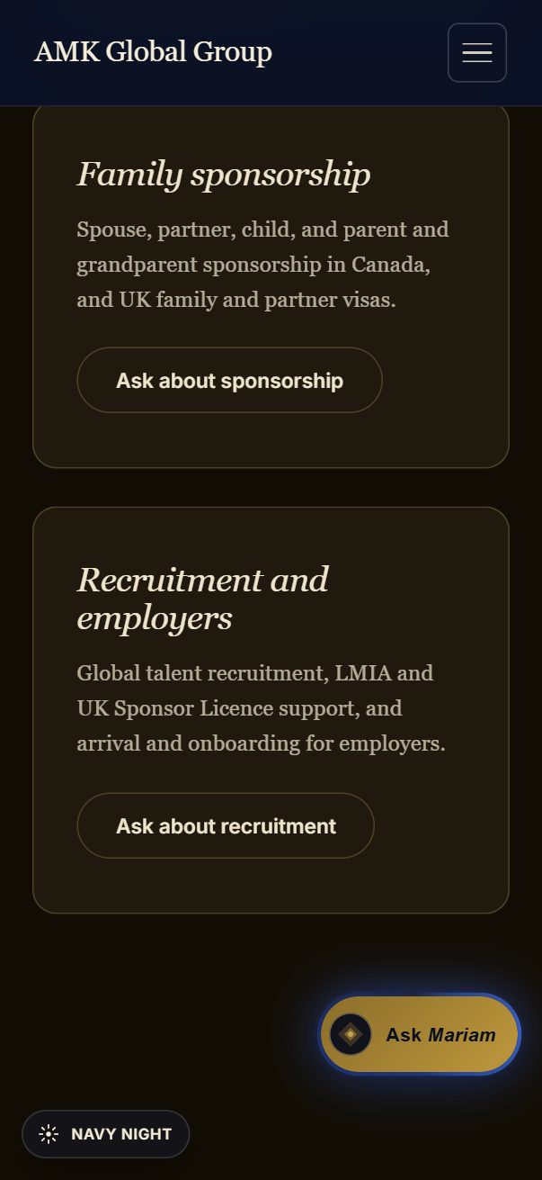 AMK Global Group mobile view 3