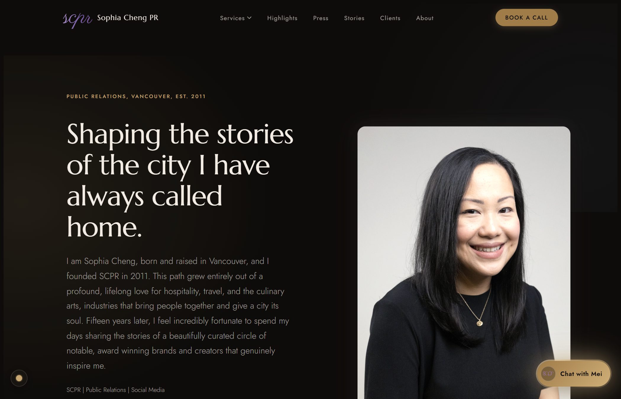 Sophia Cheng PR website screenshot