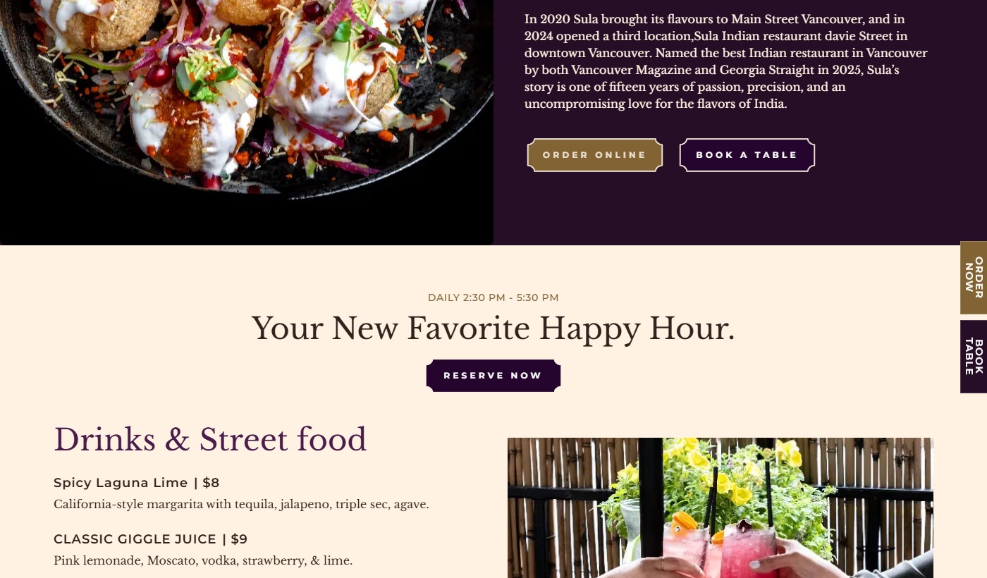 Sula Indian Restaurant desktop view 3