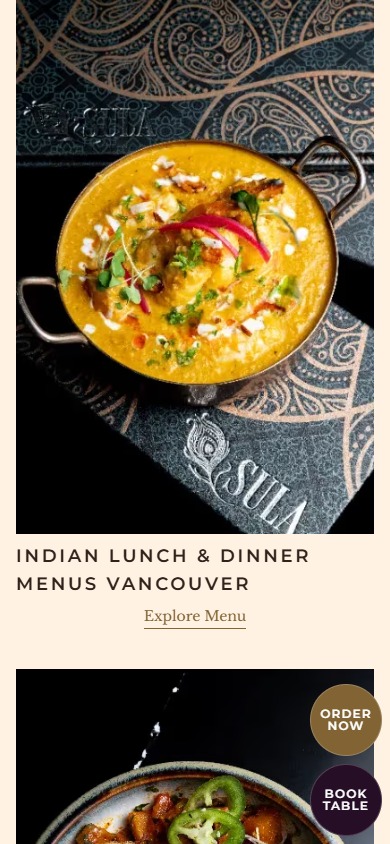 Sula Indian Restaurant mobile view 2